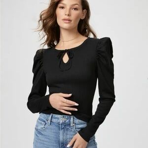 PAIGE Lorna Black Puff Sleeve Top size L